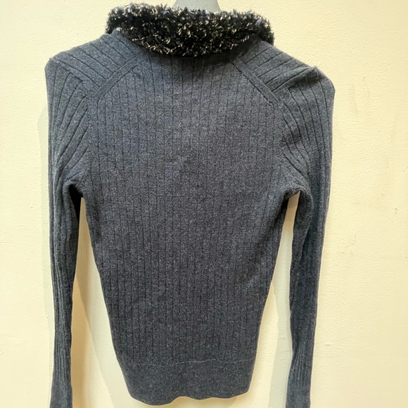 Tory Burch Gray Sweater with Textured Collar - Picture 6 of 6